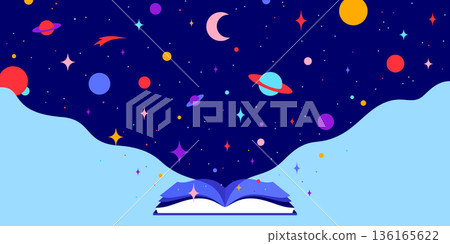Book, Imagination, Dreams. Cosmos book, space imagination 136165622