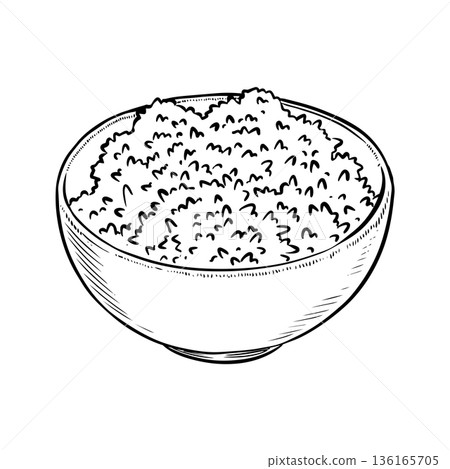 Bowl Of Rice Drawing, Bowl Of Rice Drawing, 136165705