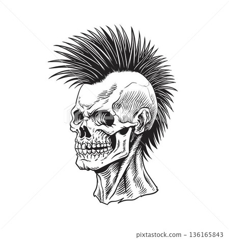 Punk rock skull mohawk 136165843