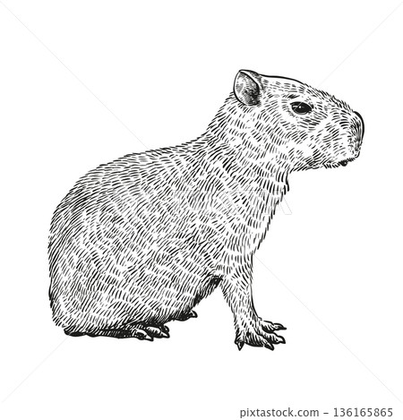 Capybara hand drawing 136165865