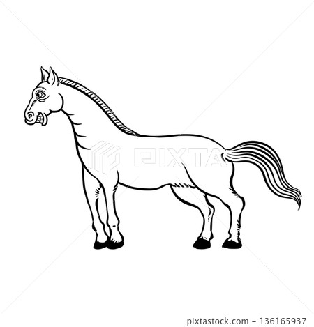 Thai style line drawing horse 136165937