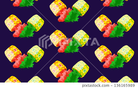 Holi festival pattern background with green and red dry powder in buckets illustration Holi festival pattern background with green and red dry powder in buckets illustration 136165989