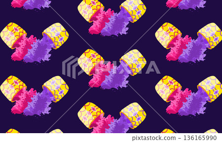 Holi festival pattern background with pink and purple dry powder illustration Holi festival pattern background with pink and purple dry powder illustration 136165990
