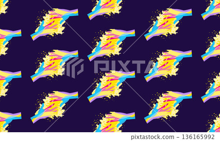 Holi festival pattern background with colorful painted hands illustration Holi festival pattern background with colorful painted hands illustration 136165992