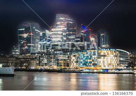 Buildings in the City of London, the UK's financial center 136166370