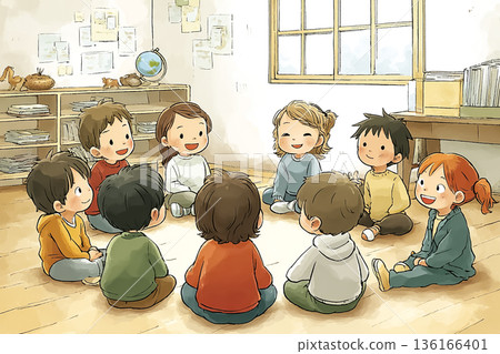 孩子們圍成一圈討論 | 課堂學習旨在培養道德和社交技能 136166401