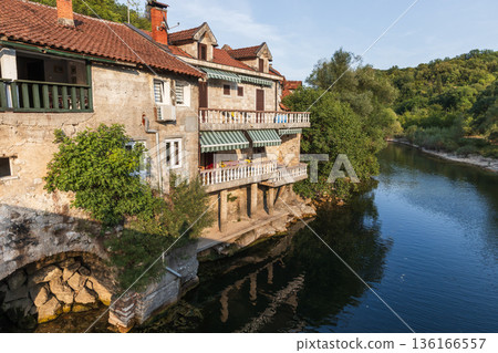 Rijeka Crnojevica old town, Montenegro. 136166557