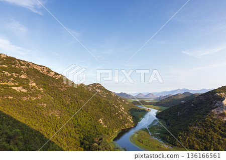 Rijeka Crnojevica, Montenegro. A tranquil valley scene 136166561