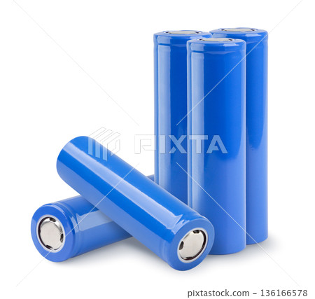 Lithium batteries close-up on a white. Isolated Lithium batteries close-up on a white. Isolated 136166578