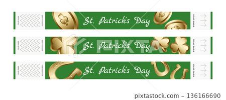 Set of green golden festival wristbands for saint patrick day Set of green golden festival wristbands for saint patrick day 136166690