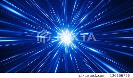 藍色放射狀光象徵高速通訊網路和數位技術。背景素材：網路空間 136166756