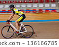 Cyclist Athlete cycling on the cycle track velodrome on bicycle. High quality photo 136166785