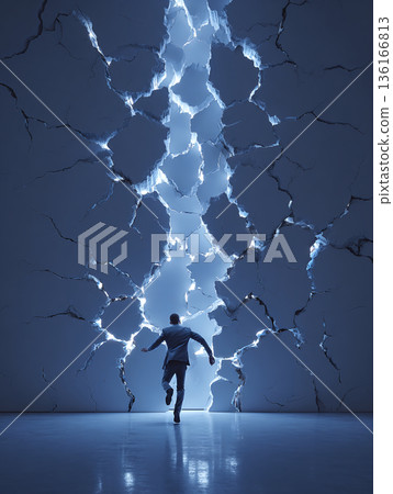 businessperson running into the cracking wall, generative ai businessperson running into the cracking wall, generative ai 136166813
