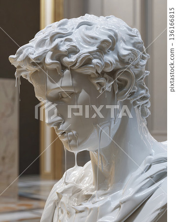 classical white marble statue melting like wax, generative ai classical white marble statue melting like wax, generative ai 136166815