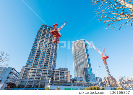 Tokyo tower apartment and construction site Tokyo tower apartment and construction site 136166897