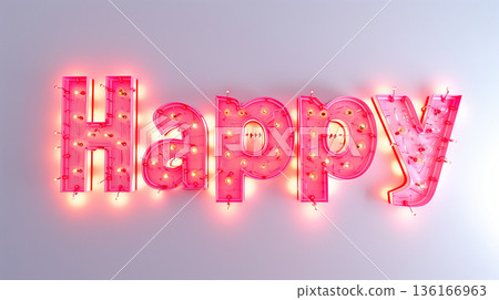 Pink illuminated "Happy" letters Pink illuminated "Happy" letters 136166963