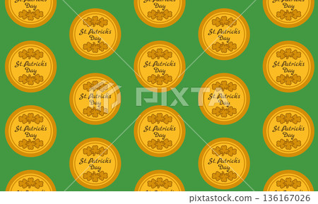 St Patricks Day seamless pattern background with leprechaun gold 136167026