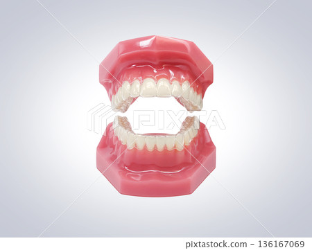 Invisalign mouthpiece correction illustration realistic 136167069