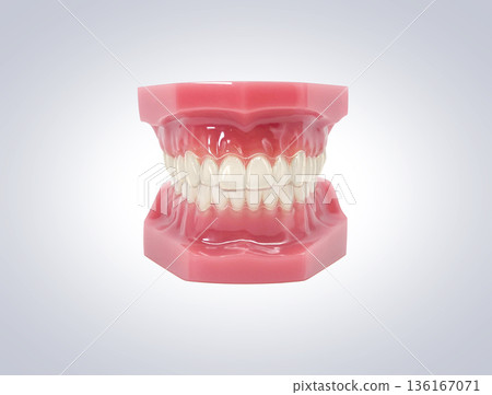 Invisalign mouthpiece correction illustration realistic 136167071