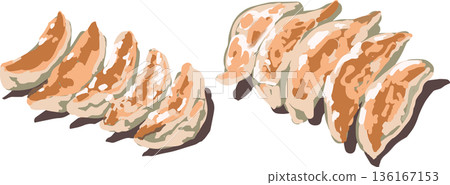 Illustration of grilled dumplings 136167153