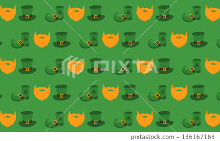 St Patricks Day seamless pattern with leprechaun beard hat and boot St Patricks Day seamless pattern with leprechaun beard hat and boot 136167163