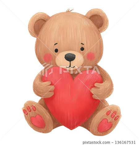 Teddy bear holding a heart Teddy bear holding a heart 136167531