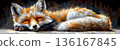 Relaxing Red Fox with Fluffy Fur Sleeping Peacefully in a Cozy Environment 136167845
