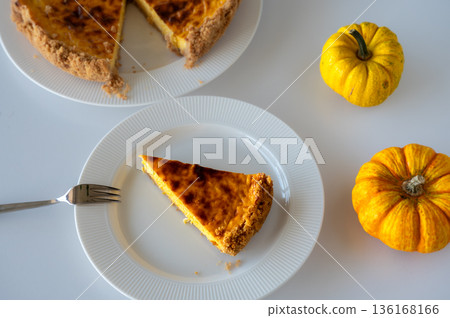 Slice of Homemade Pumpkin Cheesecake Slice of Homemade Pumpkin Cheesecake 136168166