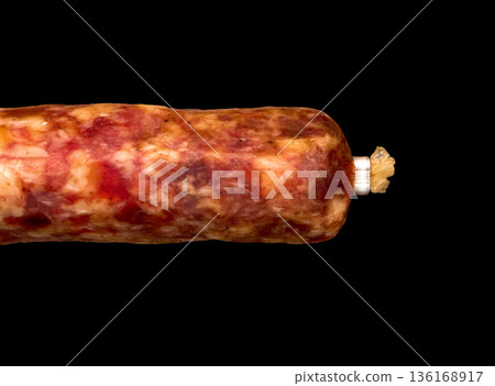 Sausage on a black background. 136168917