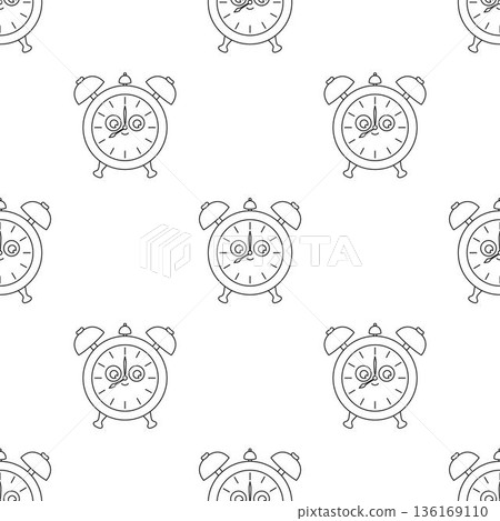 outline alarm clock seamless pattern 136169110