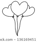 Heart Shaped Balloon Love - Outline 136169451