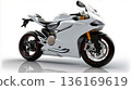 A white motorcycle with red rims on a white background 136169619