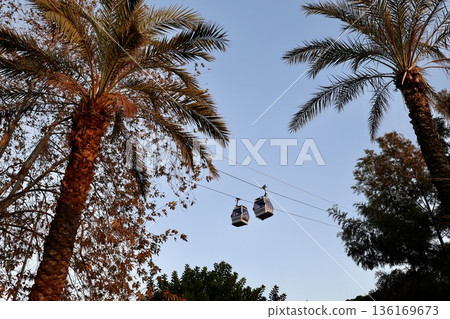 Cable cars sky. High quality photo 136169673