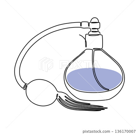 Retro perfume bottle, one line illustration Retro perfume bottle, one line illustration 136170007