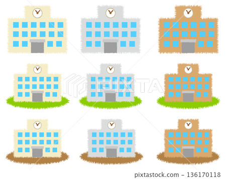 Simple school building illustration material set 4 Simple school building illustration material set 4 136170118