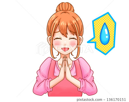 可愛家庭主婦道歉的插畫素材 136170151