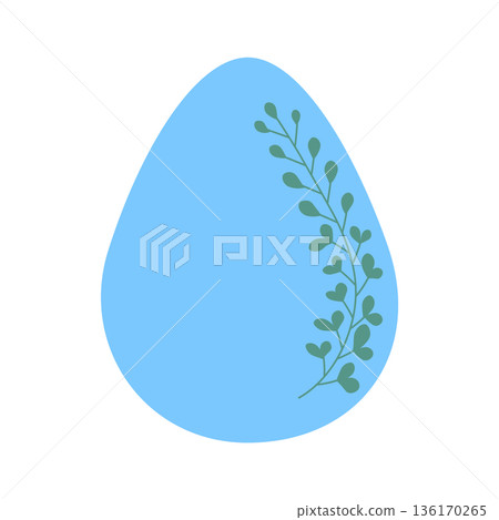 Easter egg with floral ornament, folk ornate illustration. Happy easter hand painted egg for spring holiday cards, tags 136170265