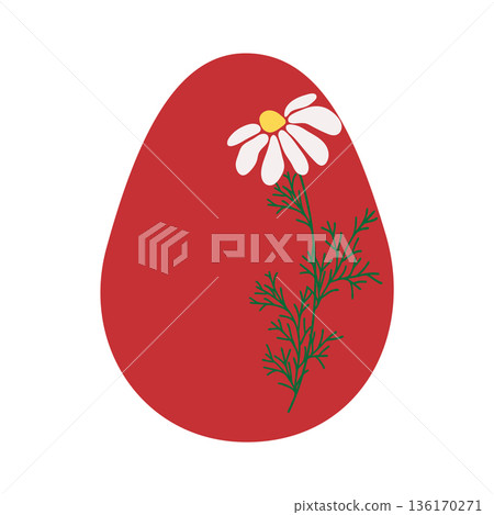 Easter egg with floral ornament, folk ornate illustration. Happy easter hand painted egg for spring holiday cards, tags Easter egg with floral ornament, folk ornate illustration. Happy easter hand painted egg for spring holiday cards, tags 136170271