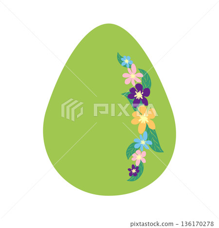 Easter egg with floral ornament, folk ornate illustration. Happy easter hand painted egg for spring holiday cards, tags Easter egg with floral ornament, folk ornate illustration. Happy easter hand painted egg for spring holiday cards, tags 136170278