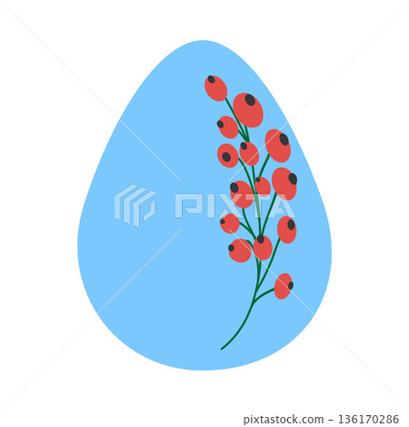 Easter egg with floral ornament, folk ornate illustration. Happy easter hand painted egg for spring holiday cards, tags Easter egg with floral ornament, folk ornate illustration. Happy easter hand painted egg for spring holiday cards, tags 136170286