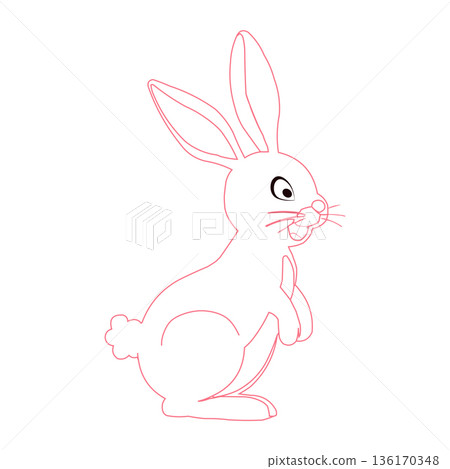 Cartoon character of happy bunny couples with Easter flowers. Kawaii hares for Eastery card, sticker, banner, package design. Vector illustration Cartoon character of happy bunny couples with Easter flowers. Kawaii hares for Eastery card, sticker, banner, package design. Vector illustration 136170348