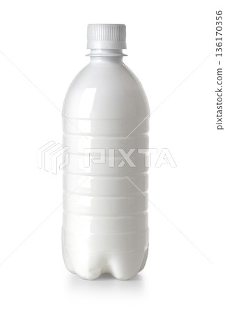 White plastic bottle with cap for beverage mock-up 136170356