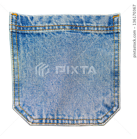 Blue denim jean pocket with detailed stitching Blue denim jean pocket with detailed stitching 136170367