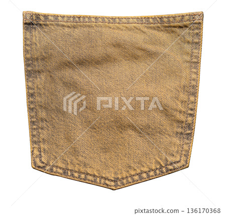 Brown jeans denim pocket with visible stitching texture Brown jeans denim pocket with visible stitching texture 136170368