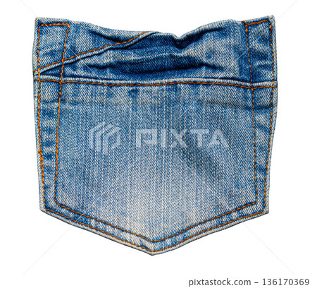 Blue distressed denim jean pocket transparent background Blue distressed denim jean pocket transparent background 136170369