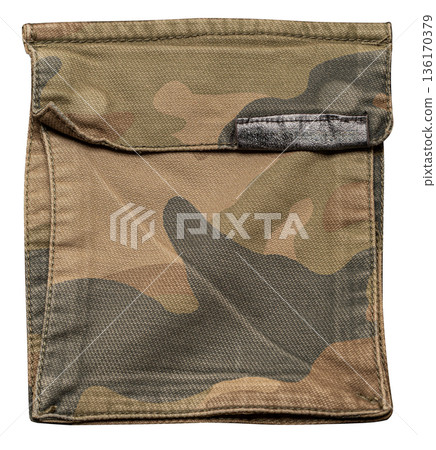 Camouflage military pant pocket with textile flap 136170379