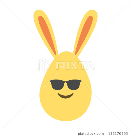 An Easter egg with bright emotions and bunny ears. Easter holiday concept An Easter egg with bright emotions and bunny ears. Easter holiday concept 136170393