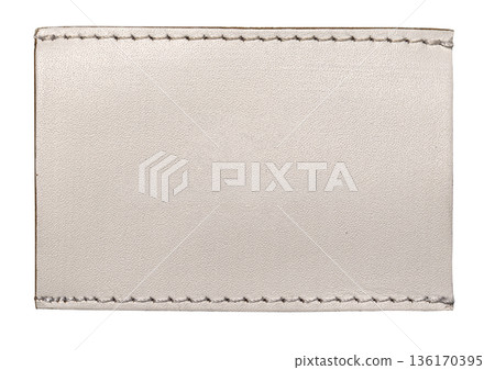 Blank stitched white leather tag for clothing branding Blank stitched white leather tag for clothing branding 136170395