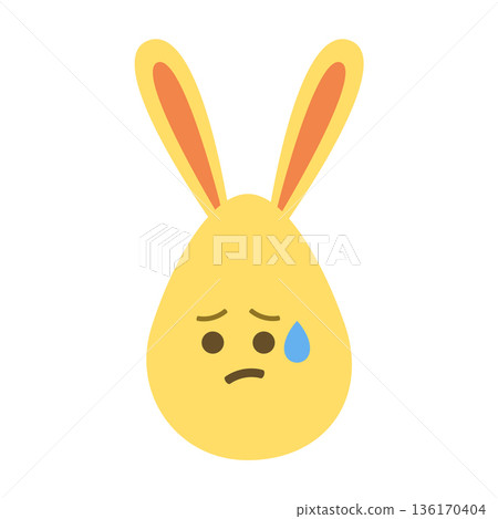 An Easter egg with bright emotions and bunny ears. Easter holiday concept An Easter egg with bright emotions and bunny ears. Easter holiday concept 136170404