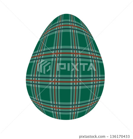 Easter egg in a tartan pattern. Scottish pattern in a colorful check. Traditional Scottish tartan background. 136170433